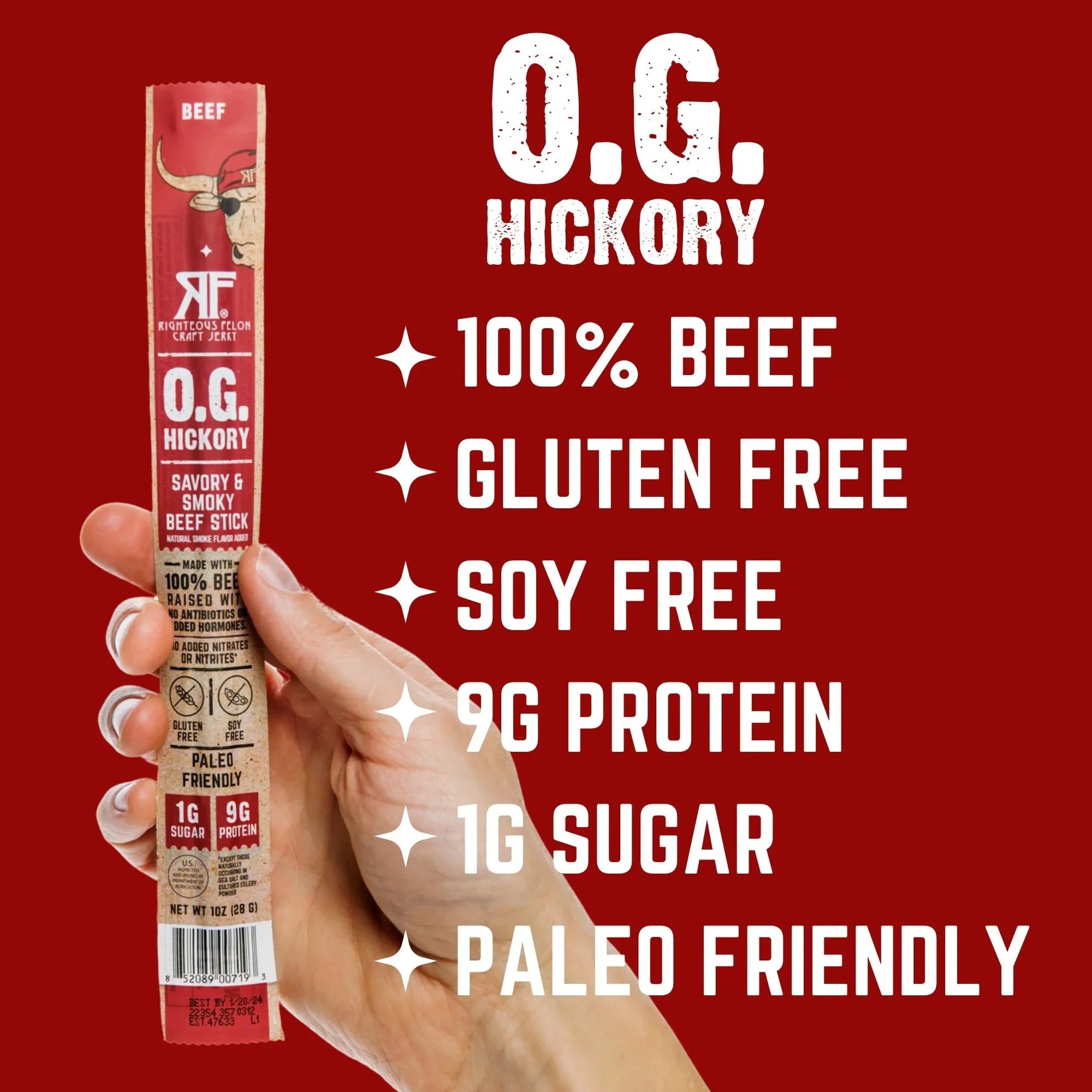 *BEEF JERKY - OG HICKORY BEEF STICKS 1OZ