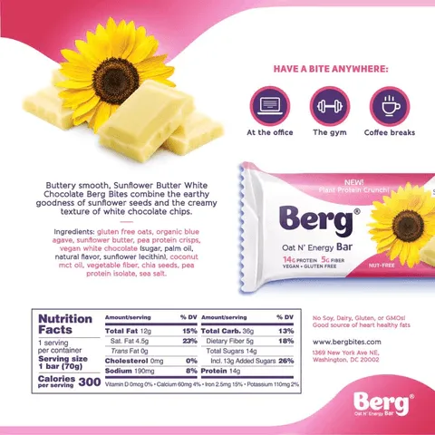 Berg Sunflower Seed Protein Bar 8/Box