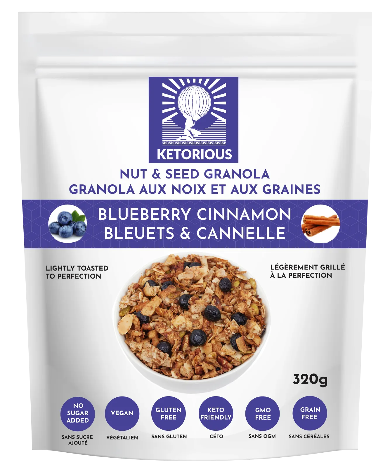 Blueberry & Cinnamon Nut and Seed Granola by Ketorious, 320g