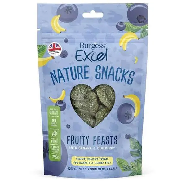 Burgess Excel Fruity Feasts With Banana & Blueberry 60g - Case of 12