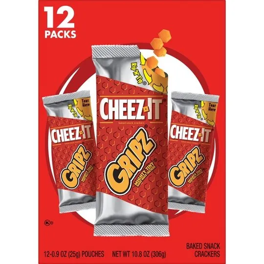 Cheez-It Gripz Original Tiny Baked Snack Cheese Crackers, 10.8 oz, 12 Count