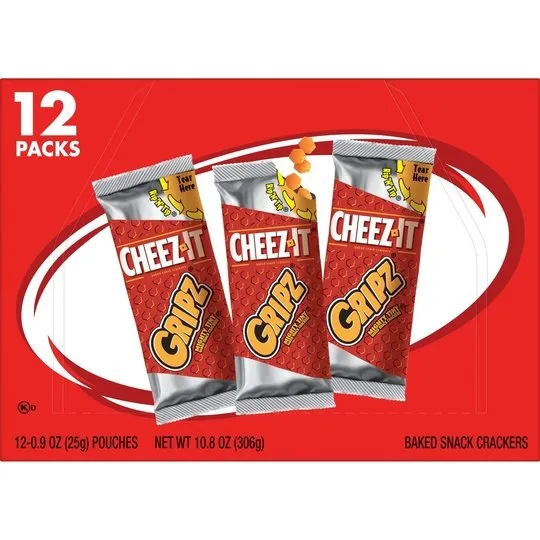 Cheez-It Gripz Original Tiny Baked Snack Cheese Crackers, 10.8 oz, 12 Count