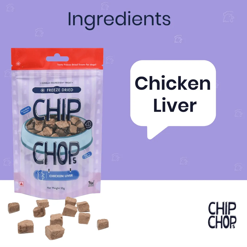 Chip Chops Freeze Dried Chicken Liver Dog Treats (Limited Shelf Life)