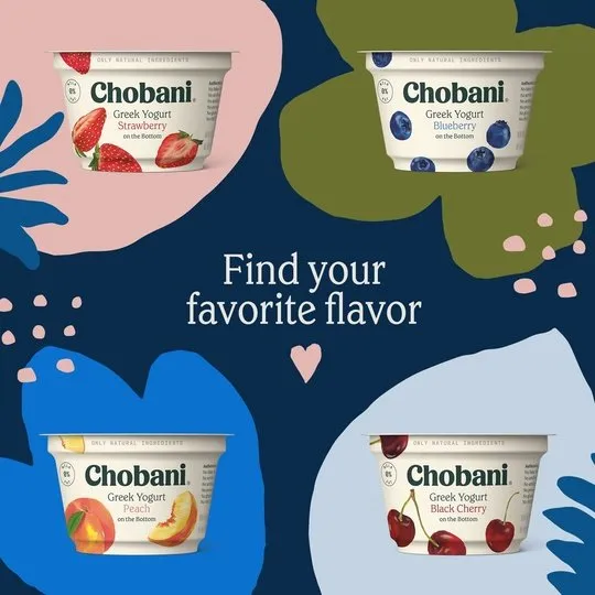 Chobani Strawberry Non-Fat Greek Yogurt Value Pack, 5.3 oz, 4 Pack, Plastic