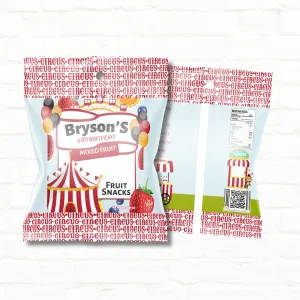 Circus Birthday Personalized Fruit Snack Pouches - Custom Party Favors