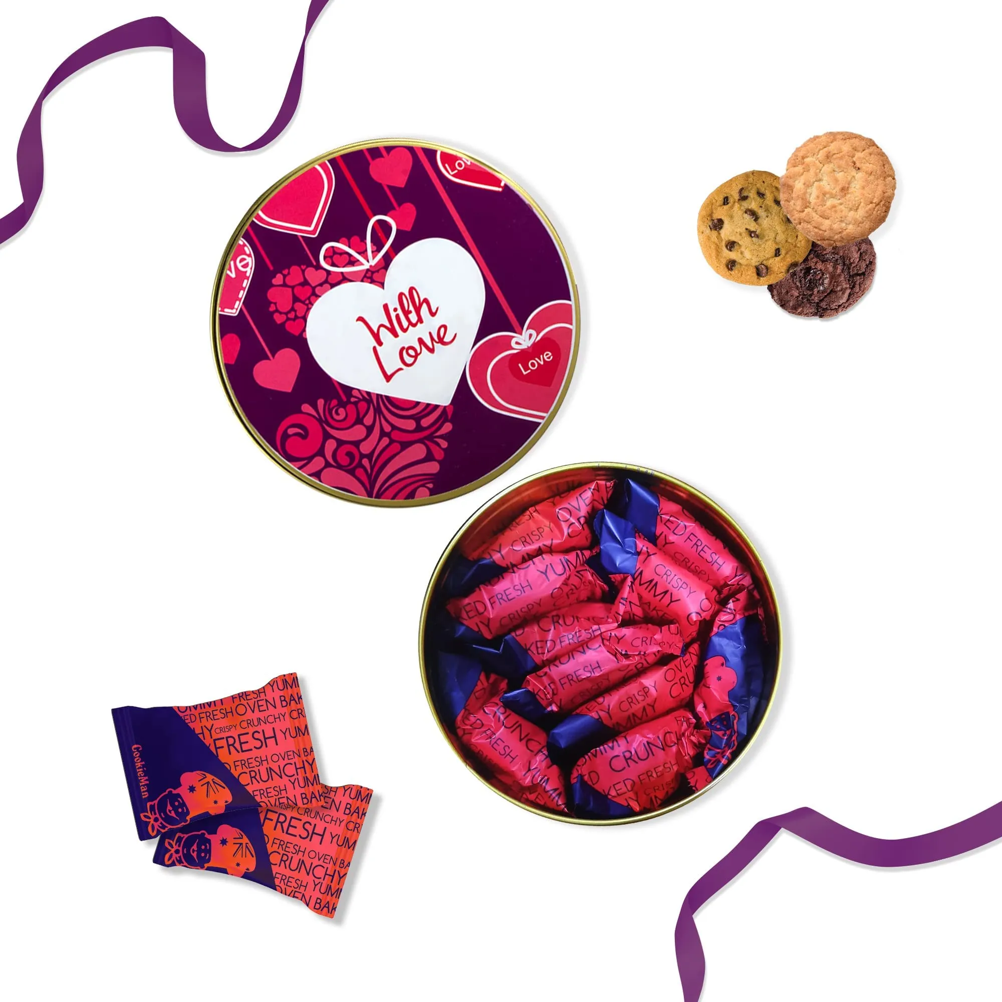 Cookieman Assorted Cookies Gift Pack || With Love Gift - 300g Tin || Premium Gift for Special Occasions and Days