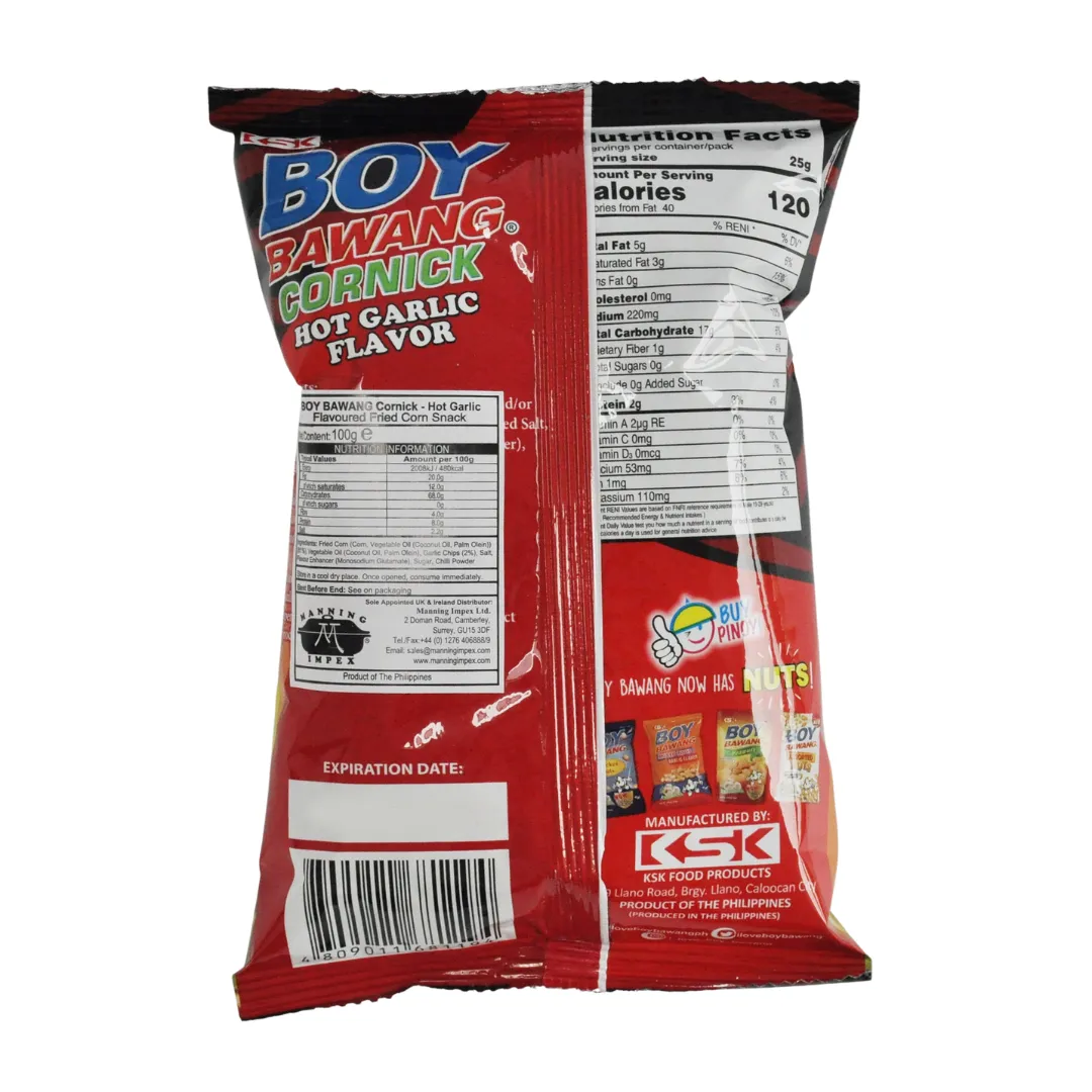 Cornick Hot Garlic Flavour 100g by Boy Bawang