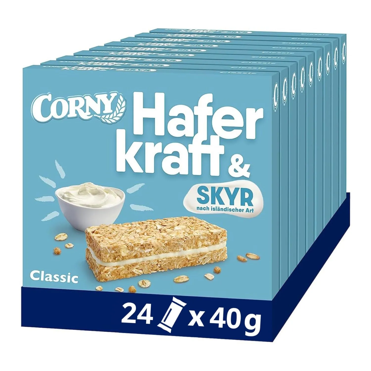 Corny Haferkraft Skyr Classic Oat Bar - No Added Sugar, 24-Pack, 40g Each