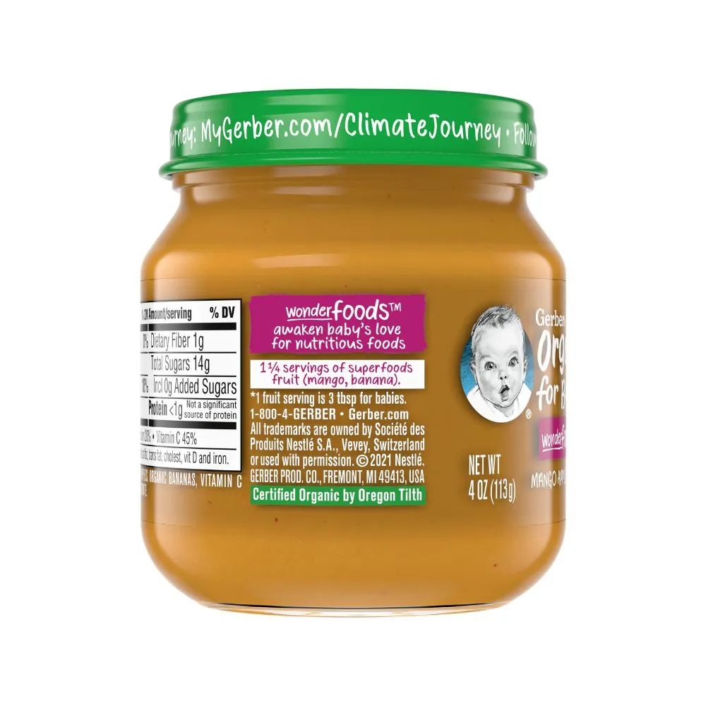 Gerber Organic Mango, Apple and Banana, 2nd Foods, 113g