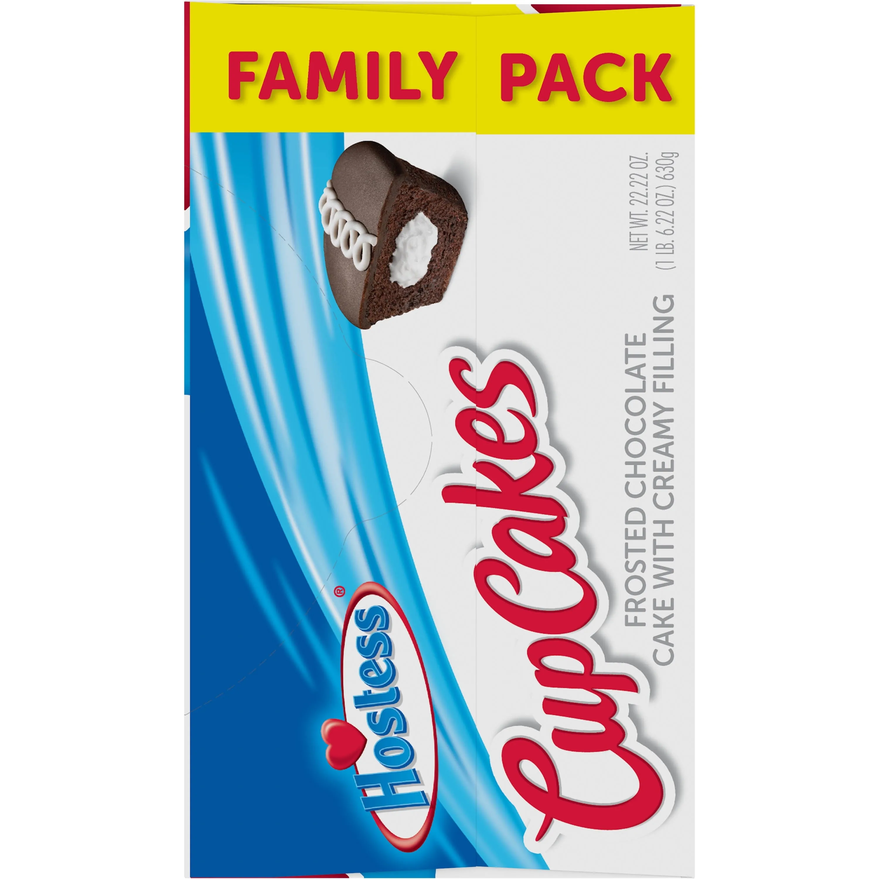 HOSTESS Chocolate Cupcakes, Creamy Filling, Chocolate Snack Cakes, Family Pack - 14 Count / 22.22 oz