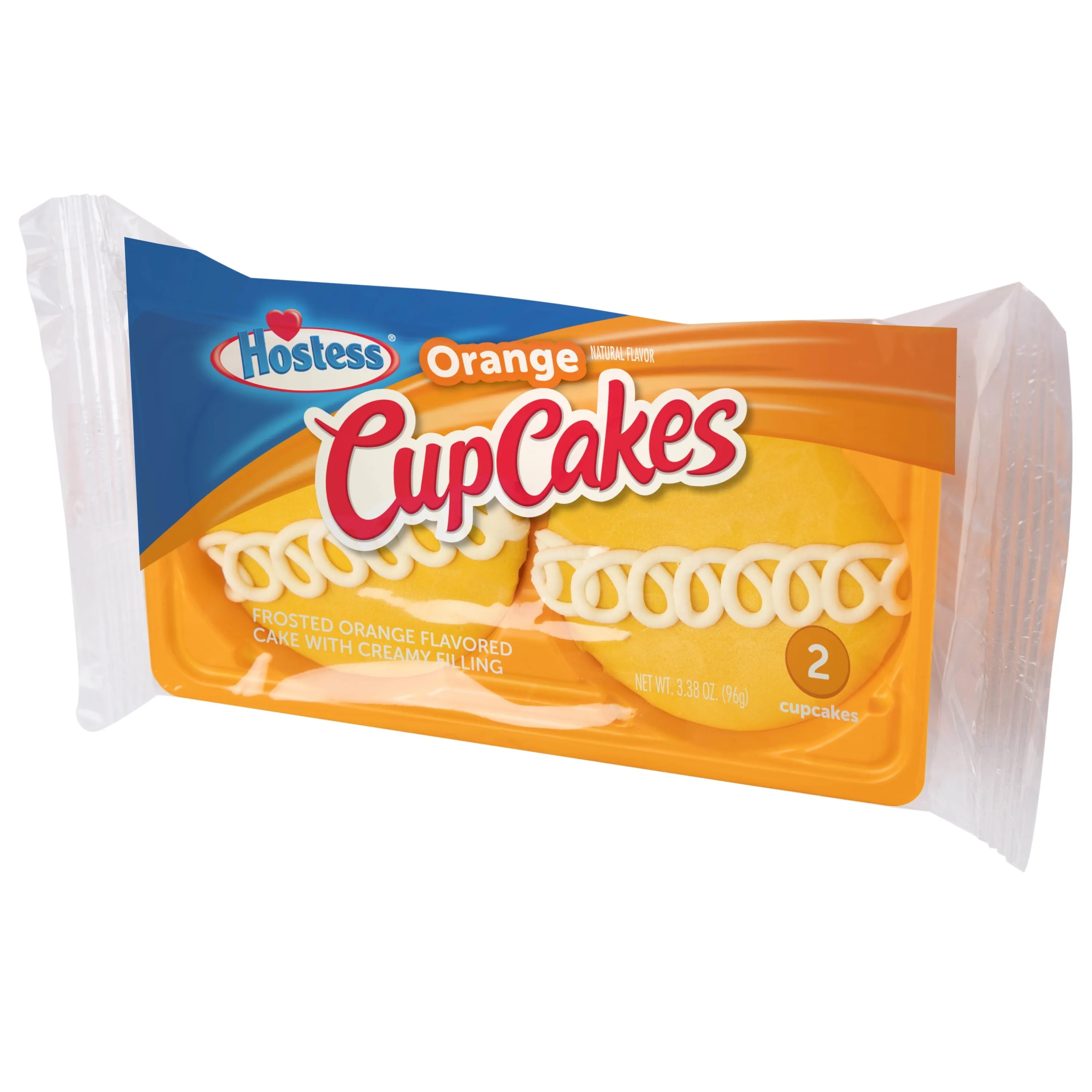 Hostess Orange Flavored Cupcakes, Single Serve, 2 Count, 3.38 oz