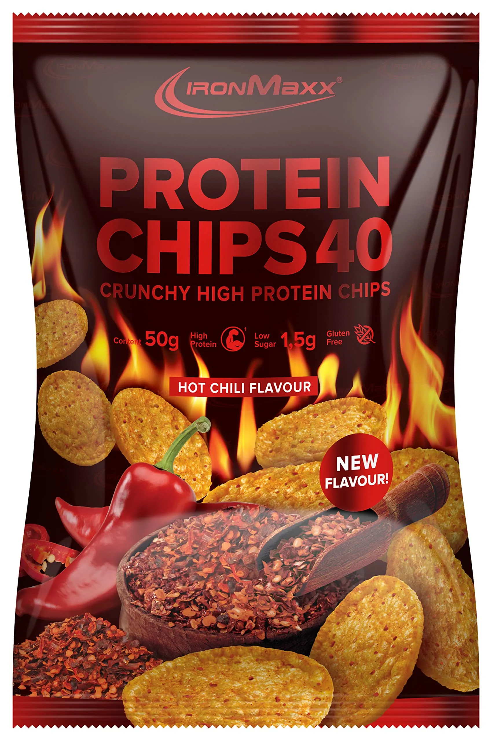 Hot Chili Protein Chips 50g - High-Protein, Low-Carb, Diabetic-Friendly Snack