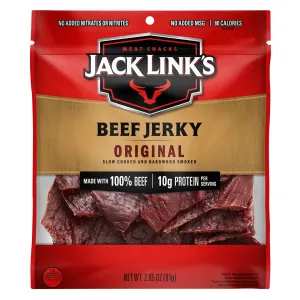 Jack Link’s Beef Jerky, 100% Beef, Original, 2.85 oz, 10g of Protein per Serving