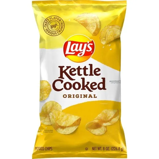 Lay's Kettle Cooked Original Potato Snack Chips, 8 oz Bag