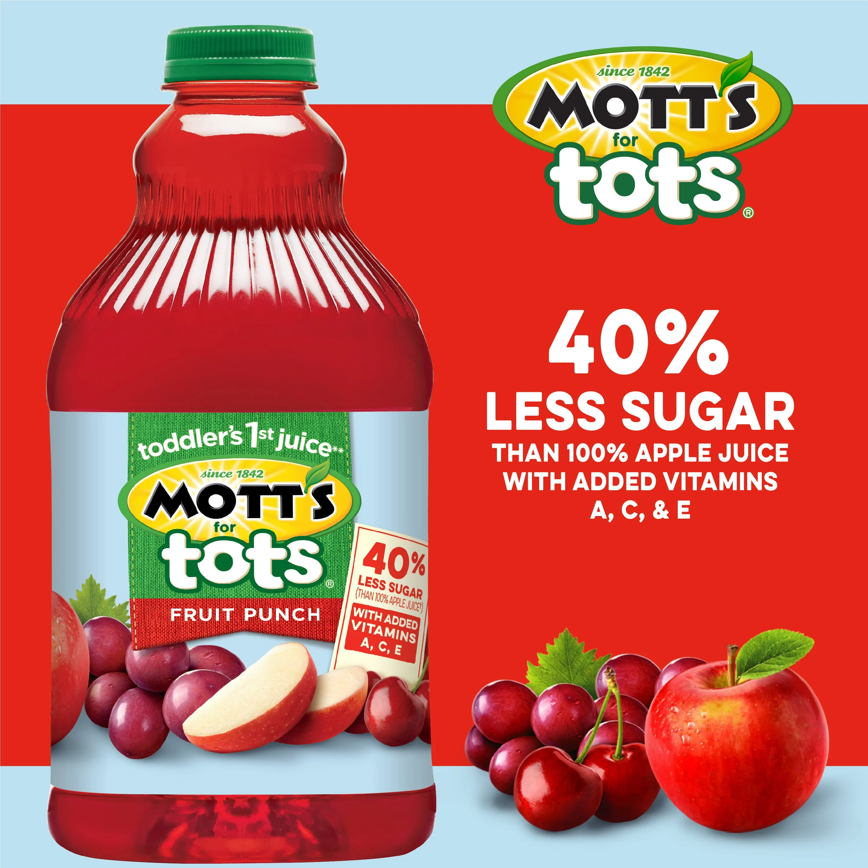 Mott's for Tots Fruit Punch Juice, 64 Fluid Ounce, Bottle