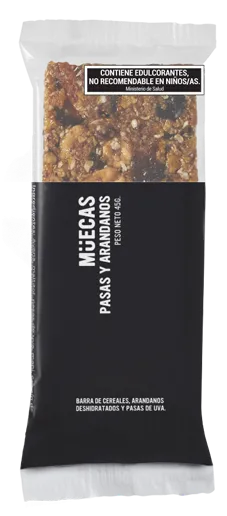 Muecas Raisins and Blueberries Cereal Bar Box of 16u. 720g/1.58lb