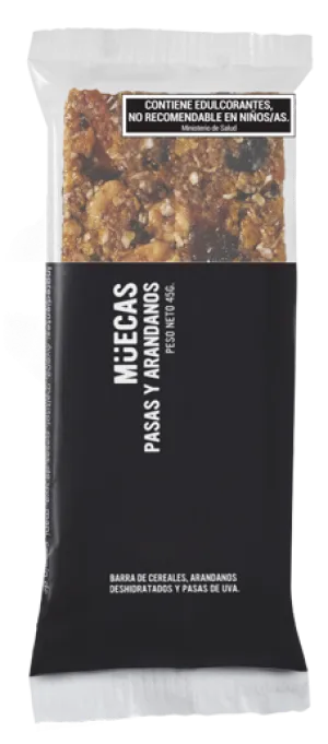 Muecas Raisins and Blueberries Cereal Bar Box of 16u. 720g/1.58lb