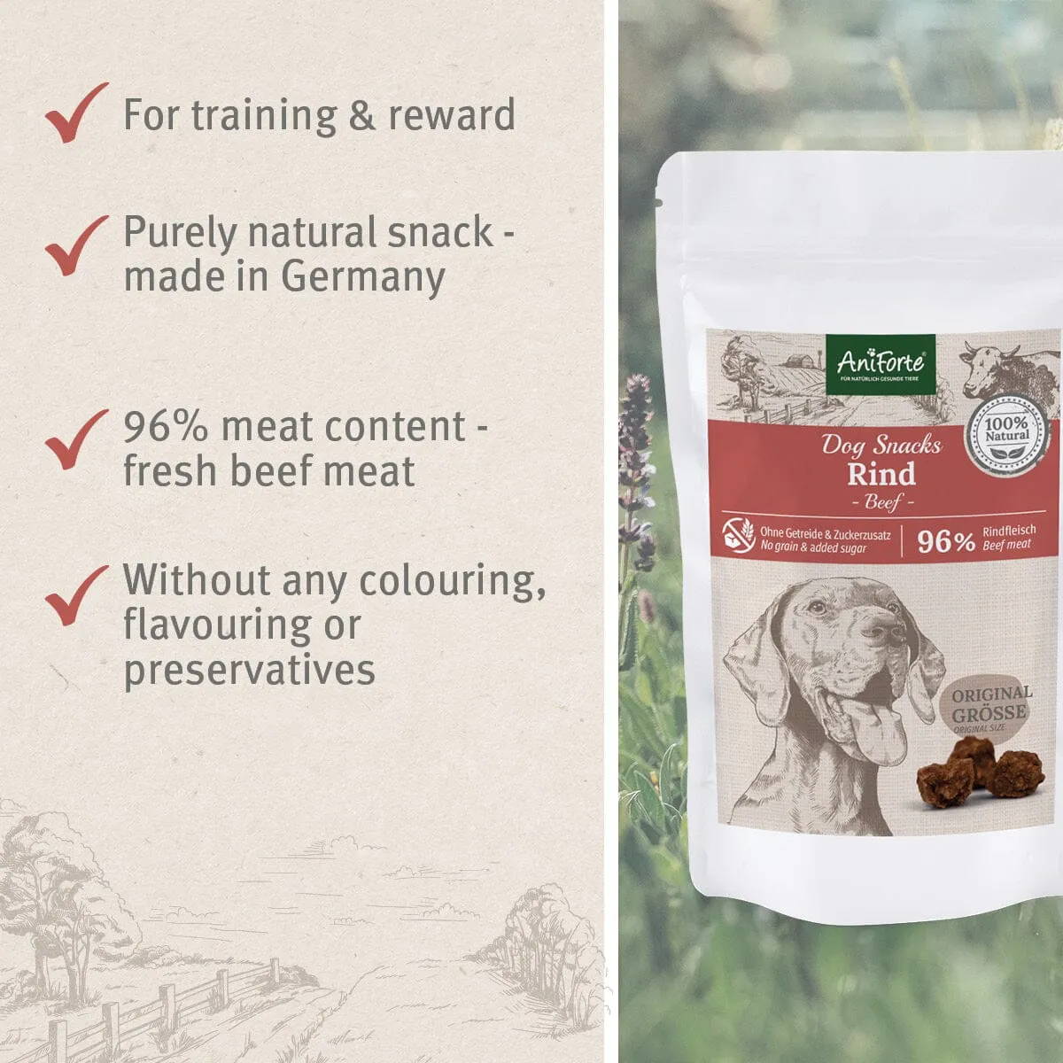 Natural Dog Snacks with Beef - 150g