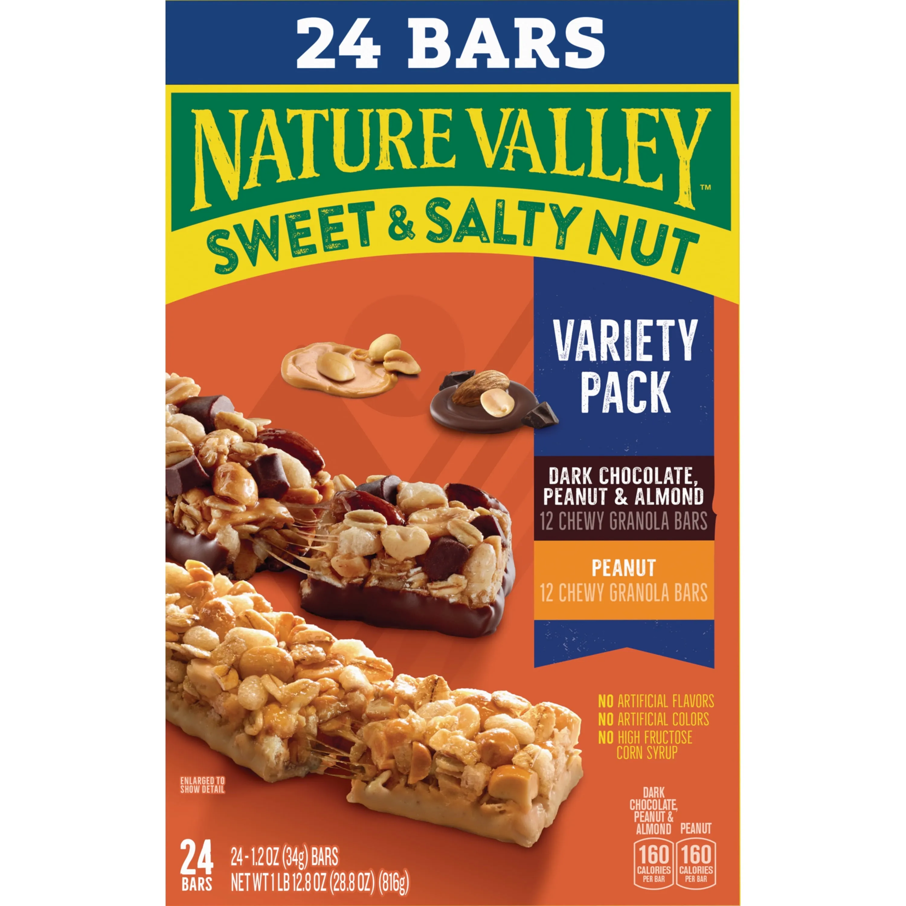 Nature Valley Granola Bars, Sweet and Salty Nut, Variety Pack, 24 Bars, 28.8 OZ