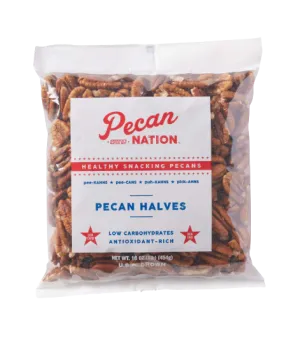 Pecan Nation Raw Pecan Halves 16 oz