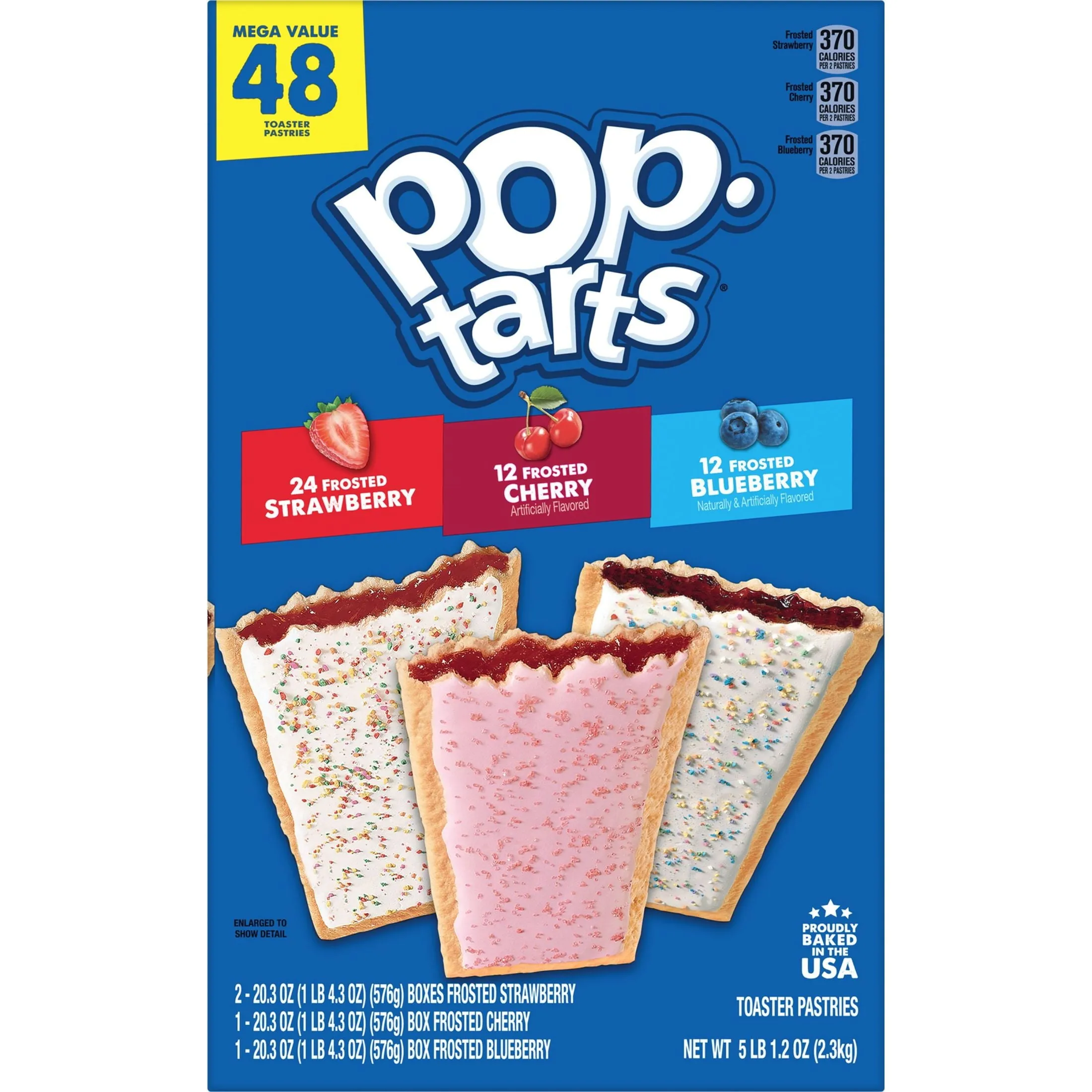 Pop-Tarts Variety Pack Instant Breakfast Toaster Pastries, Shelf-Stable, Ready-to-Eat, 81.2 oz, 48 Count Box