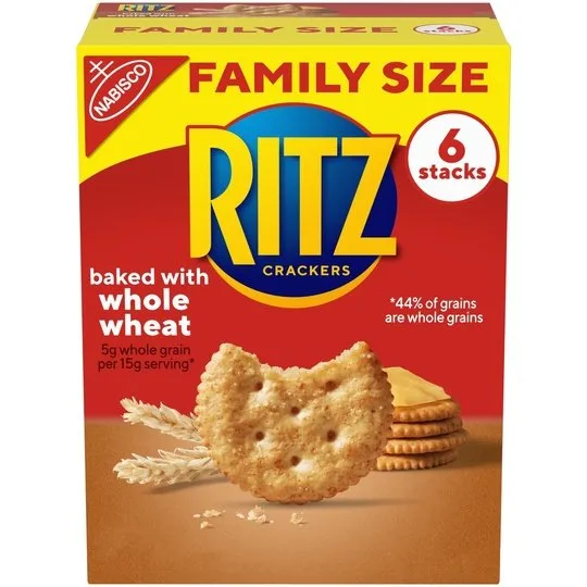 RITZ Whole Wheat Crackers, Family Size, 19.3 oz