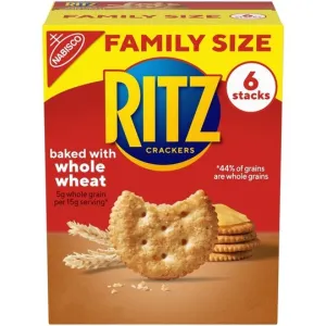 RITZ Whole Wheat Crackers, Family Size, 19.3 oz