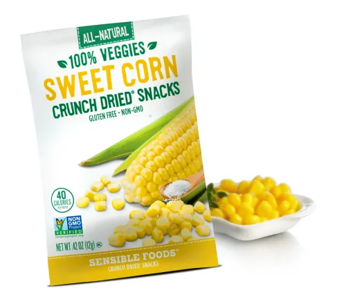 Sensible Foods All-Natural 100% Veggies Sweet Corn Crunch Dried Snack, 12g Exp: 03/25