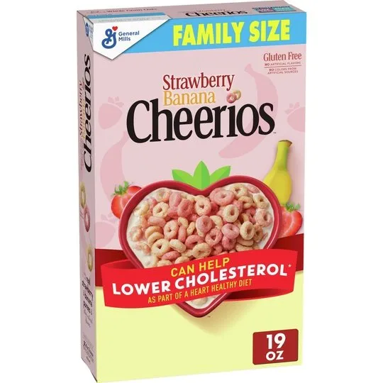 Strawberry Banana Cheerios, Heart Healthy Cereal, Family Size, 19 OZ