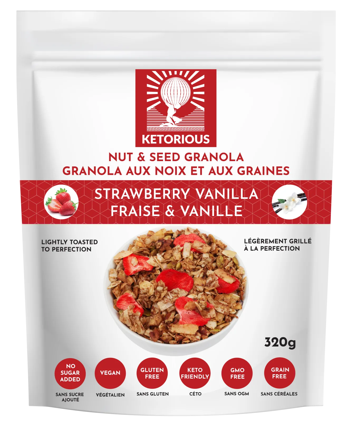 Strawberry Crunch Nut and Seed Granola by Ketorious, 320g