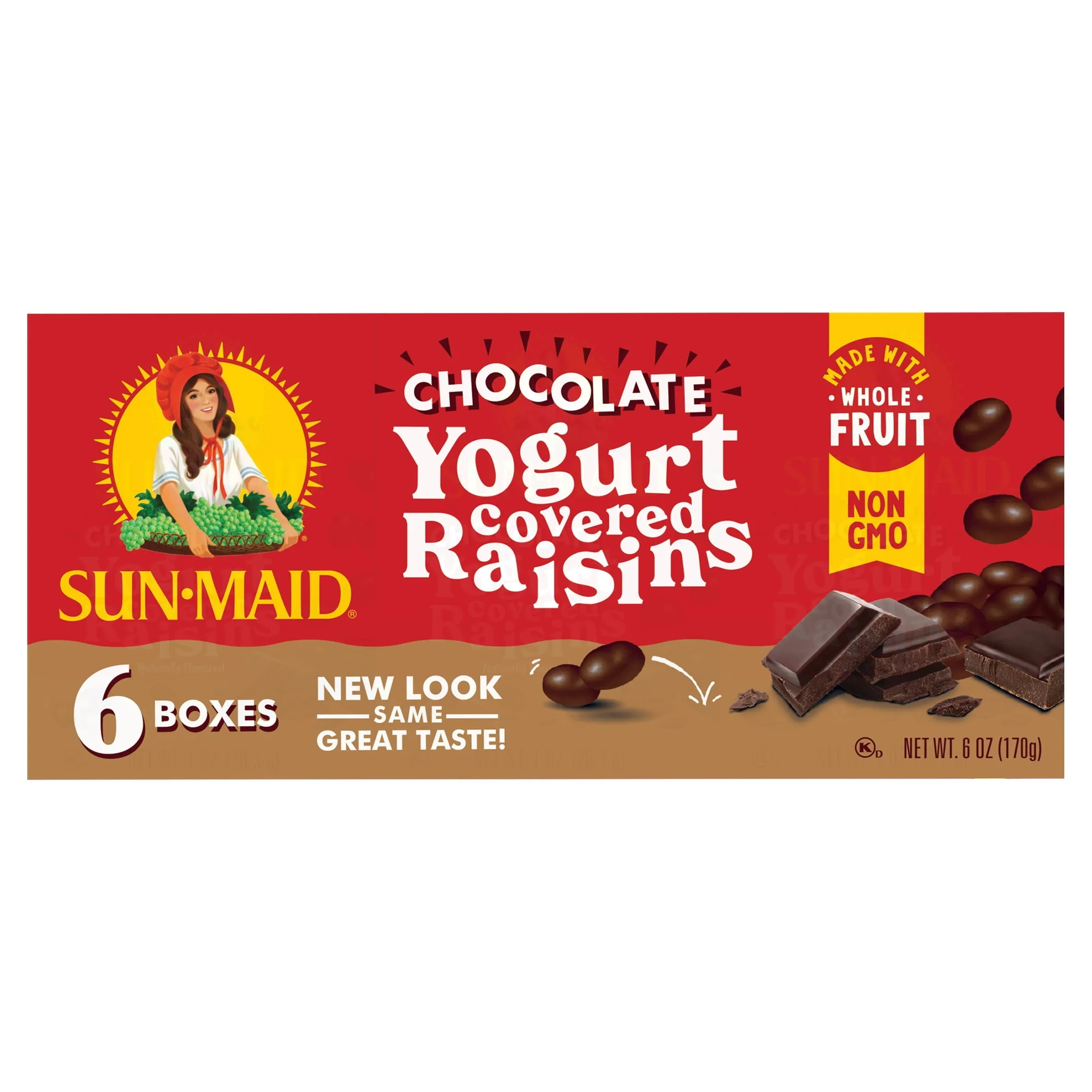 Sun-Maid Yogurt Raisins, Dark Chocolate, Dried Fruit Healthy Snack, 1 oz, 6 Ct