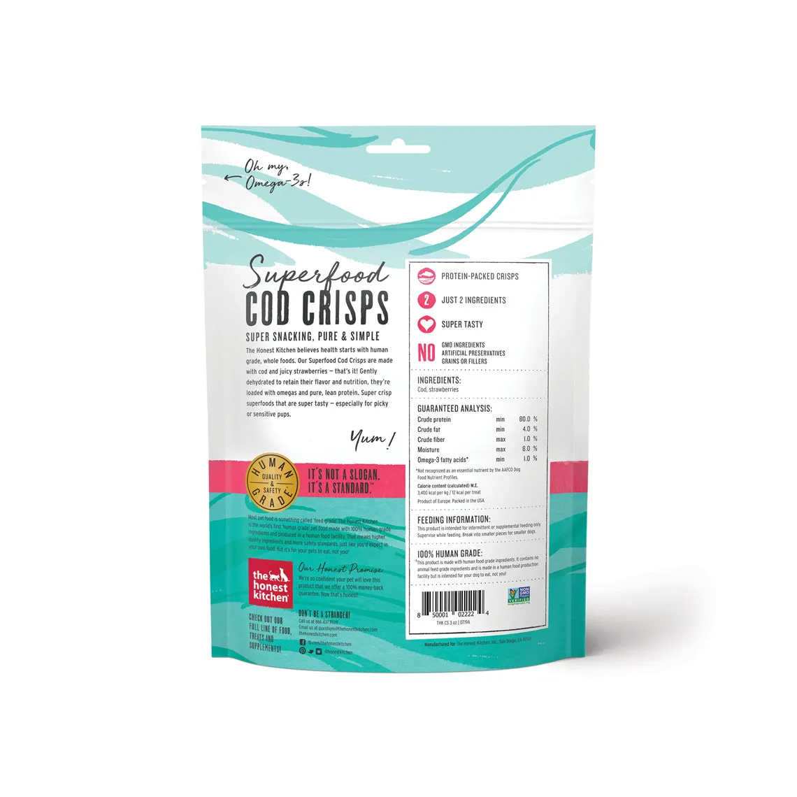 The Honest Kitchen Superfood Crisps Cod Fish Treats for Dogs