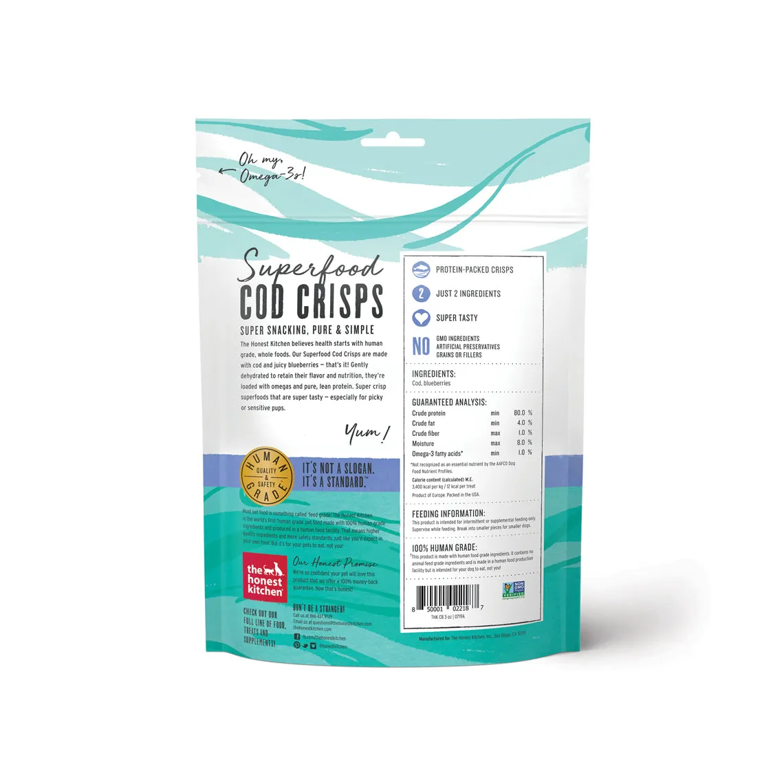 The Honest Kitchen Superfood Crisps Cod Fish Treats for Dogs