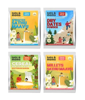 Tots & Moms Multigrain Trial Pack with Dates Powder | 4 Packs | 50g each