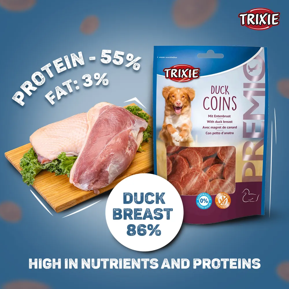 Trixie Premio Chicken Hearts and Duck Coins Dog Treats Combo