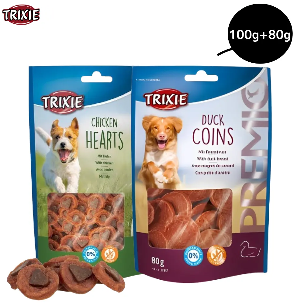 Trixie Premio Chicken Hearts and Duck Coins Dog Treats Combo