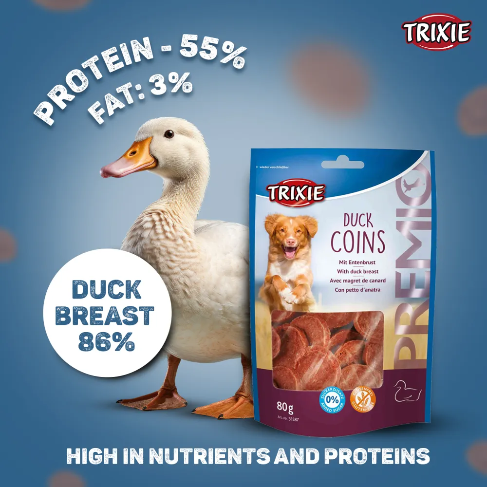 Trixie Premio Chicken Hearts and Duck Coins Dog Treats Combo