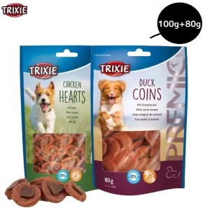 Trixie Premio Chicken Hearts and Duck Coins Dog Treats Combo