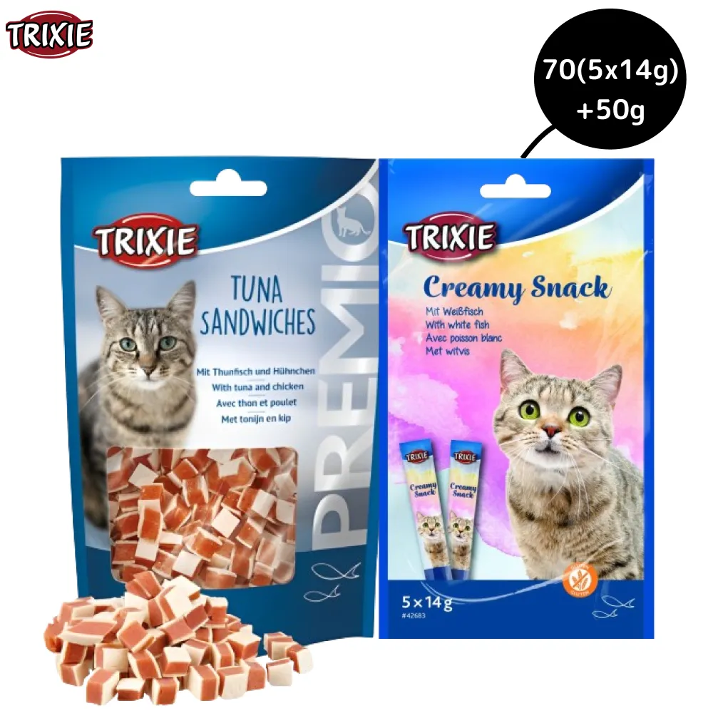 Trixie Premio Tuna Sandwiches and White Fish Creamy Cat Treats Combo