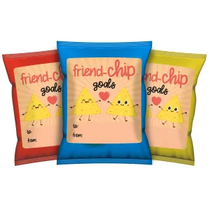 Valentine's Day Treat Stickers: Friend-Chip Goals - Chip Bag Stickers: Two Sizes - 32 Stickers