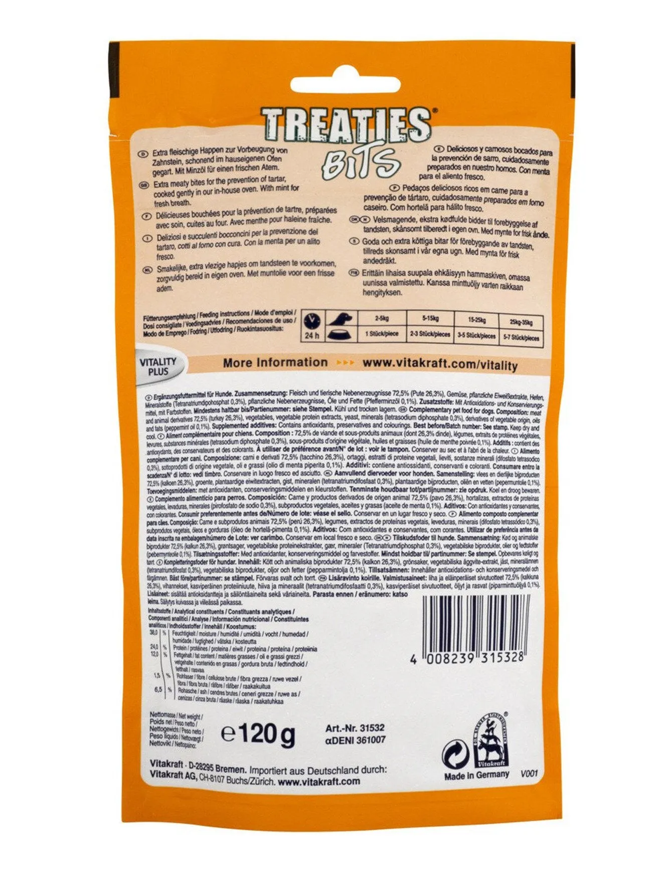 Vitakraft Treaties Bits Turkey & Mint 120g